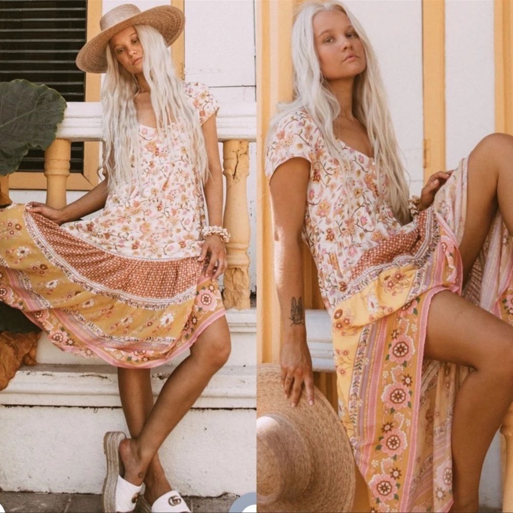 Spell and the Gypsy Women's Portobello Road Babydoll Floral Boho Midi Dress XXS‎ - Picture 2 of 10